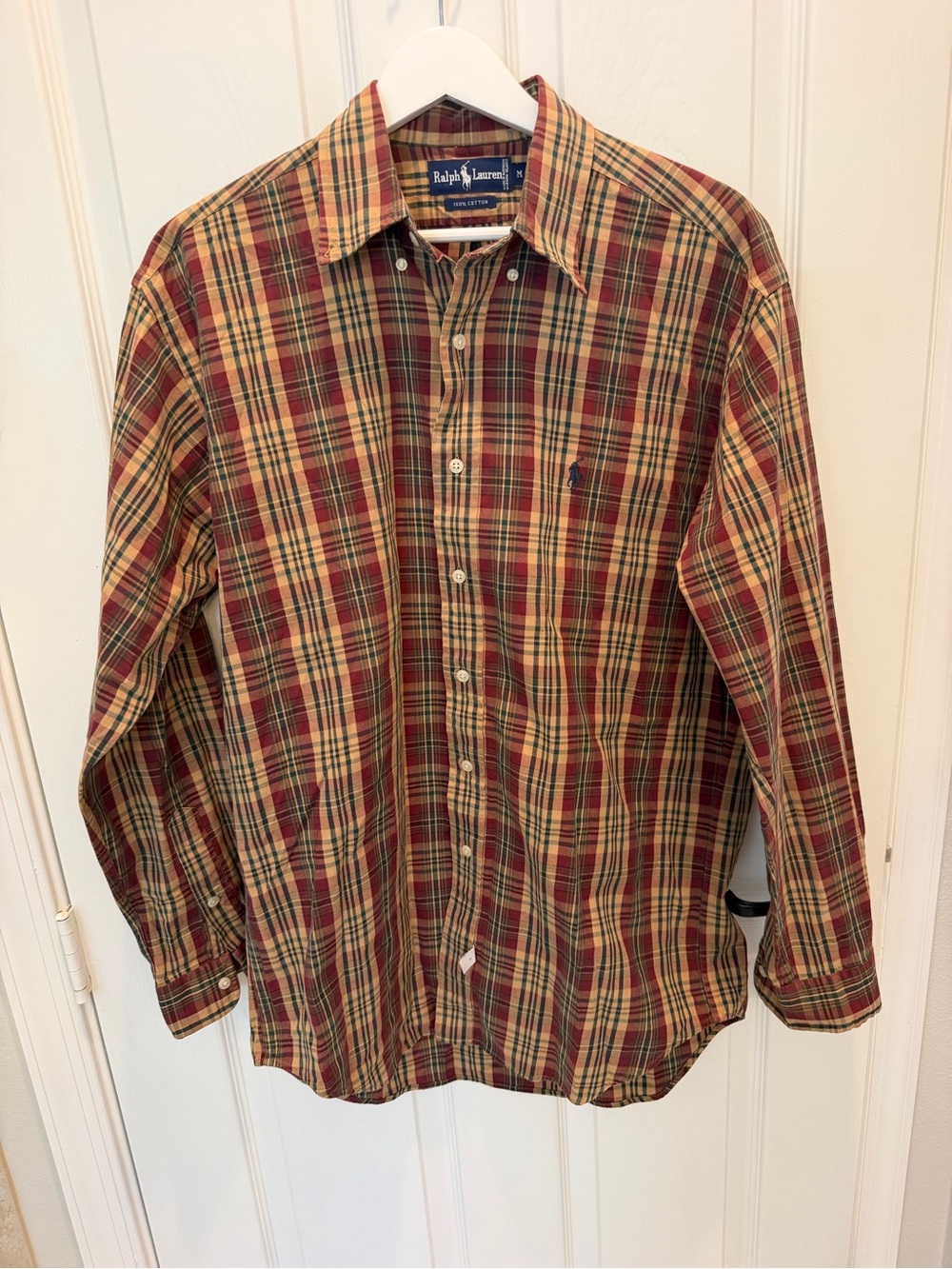 Vintage 90s Ralph Lauren MultiColor Plaid Long Sleeve Button Down Shirt M men